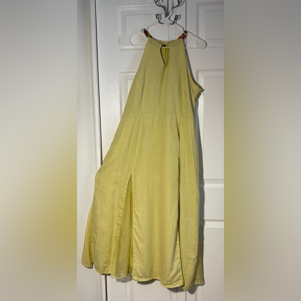 Soft Surroundings Soliloquy halter 100% linen maxi dress.  Size PL